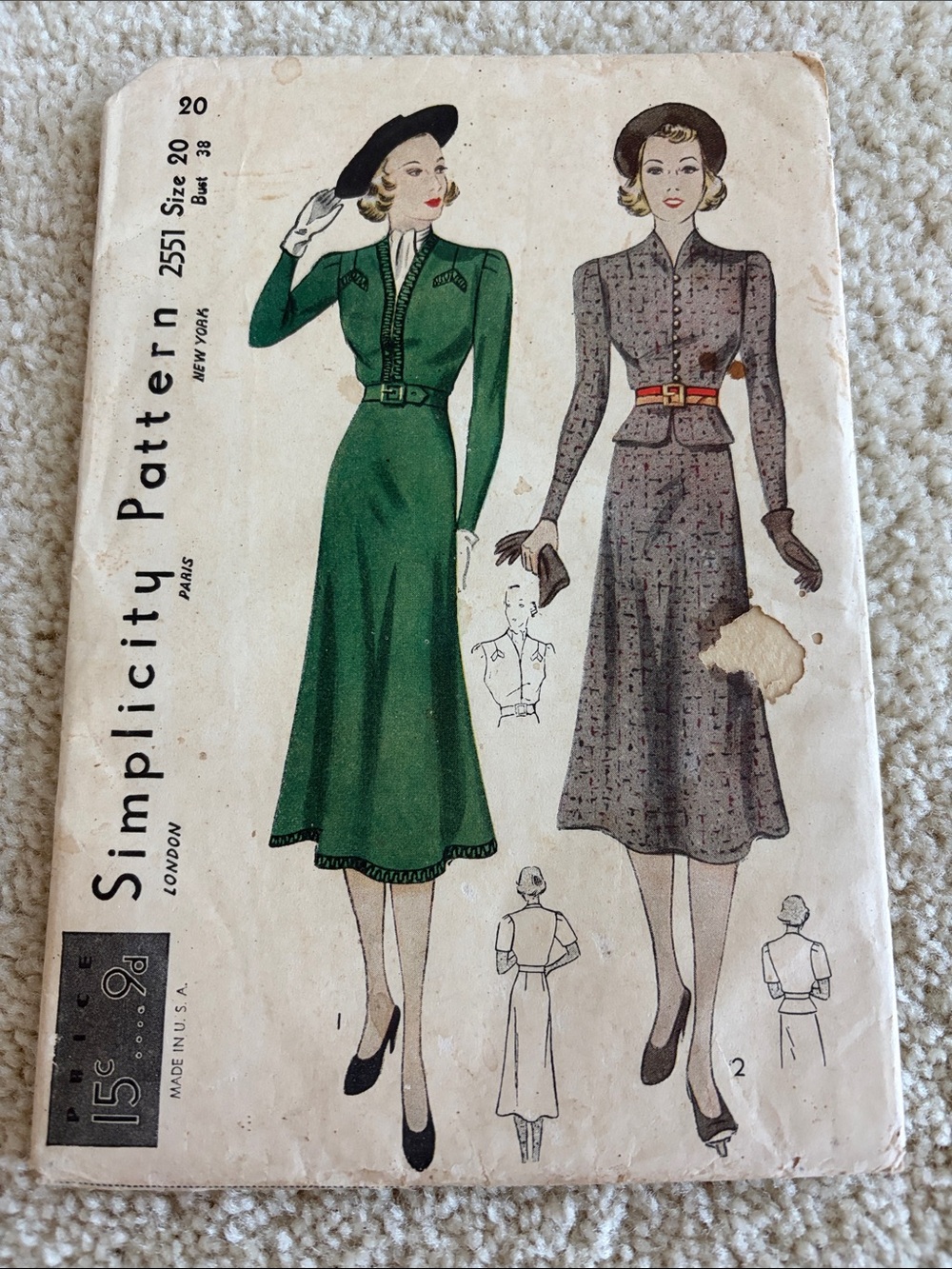 Simplicity Vintage Midi Dress pattern, 38-inch bust